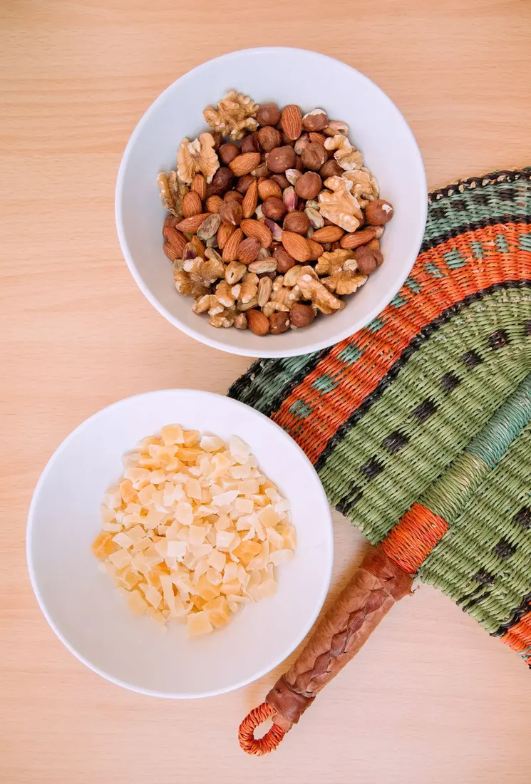 Small bowls with toasted ingredients